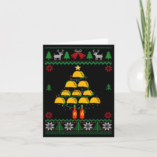 Cartão Tacos Christmas Tree Ugly Sweater Christmas Family (Frente)
