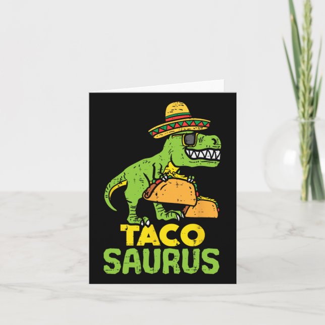 Cartão Tacosaurus Trex Cinco De Mayo Dinossaur Kid (Frente)