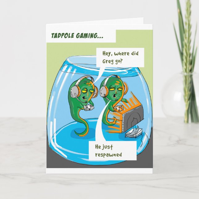 Cartão Tadpole gaming happy birthday card (Frente)