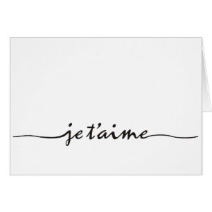 Cartão t'aime do je - eu te amo em francês - preto