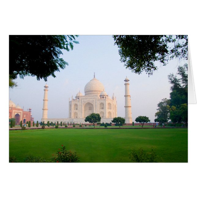 Cartão Taj Mahal no nascer do sol uma das maravilhas da (Frente Horizontal)