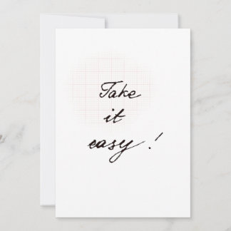 Cartão Take it easy minimal handwritten card