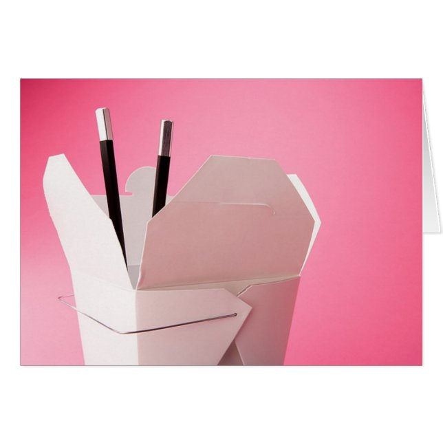 Cartão Takeout chinês em rosa (Frente Horizontal)