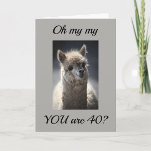 Cartão **TALKING LLAMA**  GREETING" FOR "40th" BIRTHDAY