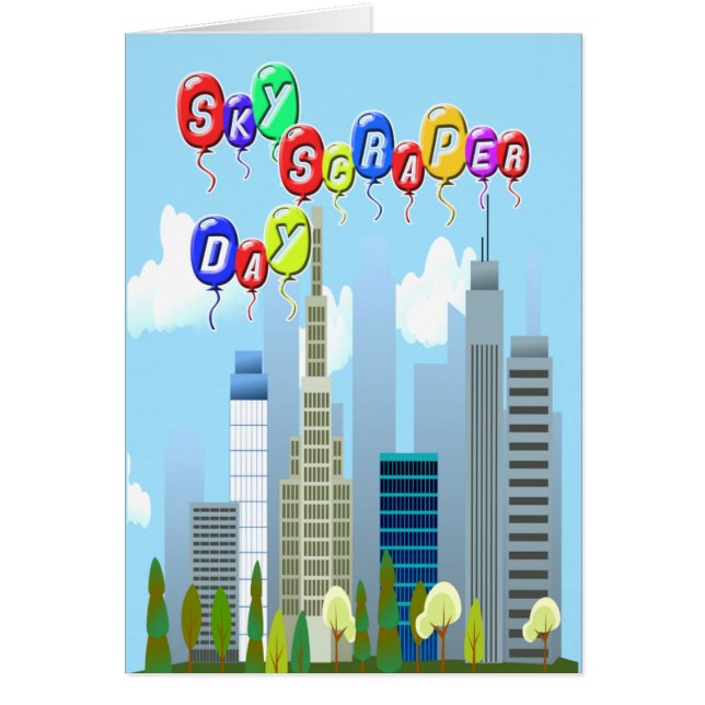 Cartão Tall Buildings! Skyscraper Day (Frente)