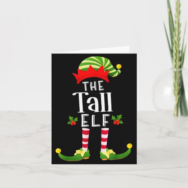 Cartão Tall Christmas Elf Matching Pajama X-mas Party  (Frente)