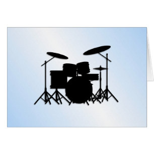 Cartão Tambores Música Design Azul