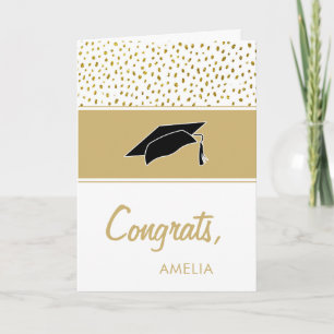 Cartão Tampa de Graduação Congrats com Brilho Dourado Mod