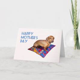 Cartão Tan Dachshund Oriental cushion,Happy Mother's Day