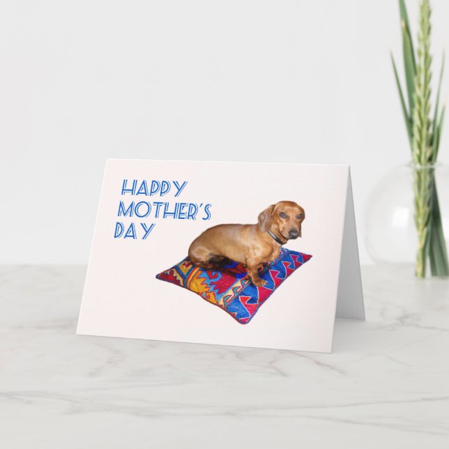 Cartão Tan Dachshund Oriental cushion,Happy Mother's Day (Frente)