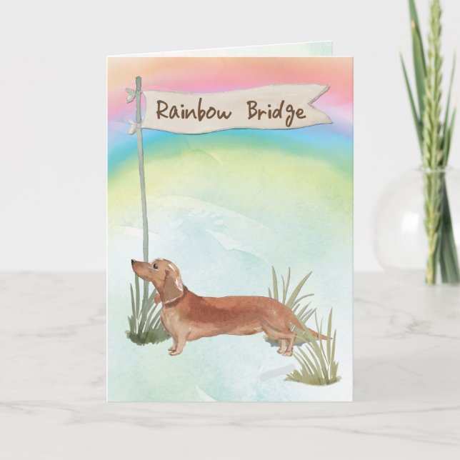 Cartão Tan Dachshund Pet Sympathon Rainbow Bridge (Frente)