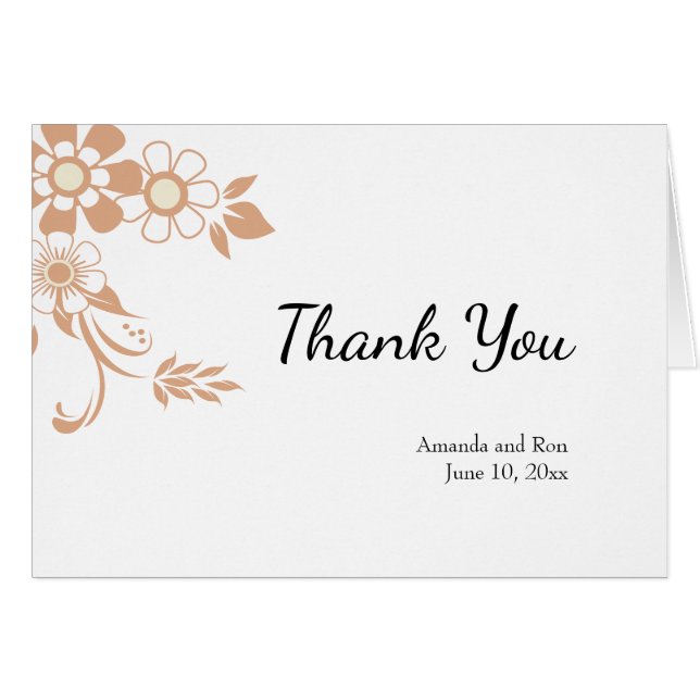 Cartão Tan Floral Swirl (Frente horizontal)