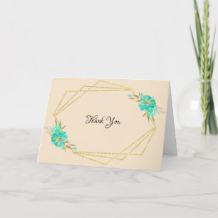 Cartão Tan Geométrico Floral Dourado Teal