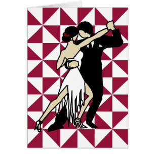 Cartão Tango Dancers Burgundy e White Geometric