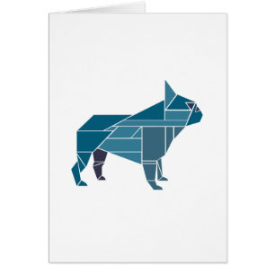 Cartão Tangram Frenchie, azul