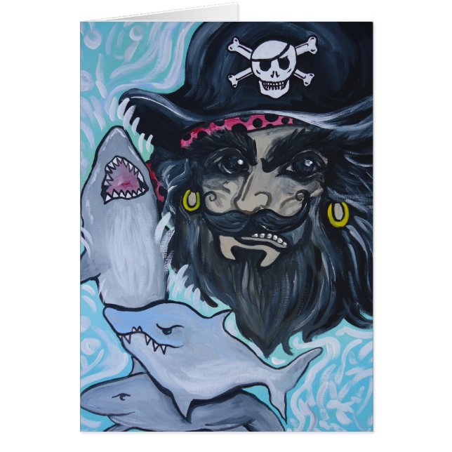 Cartão Tanque do tubarão do pirata (Frente)