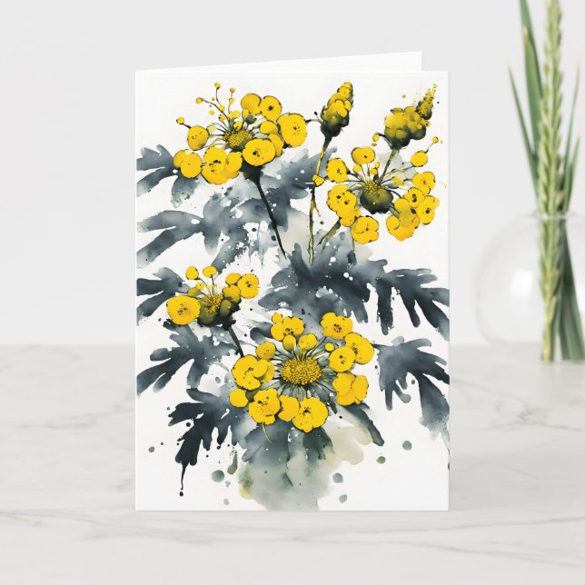 Cartão Tansy - Watercolor flowers (Frente)