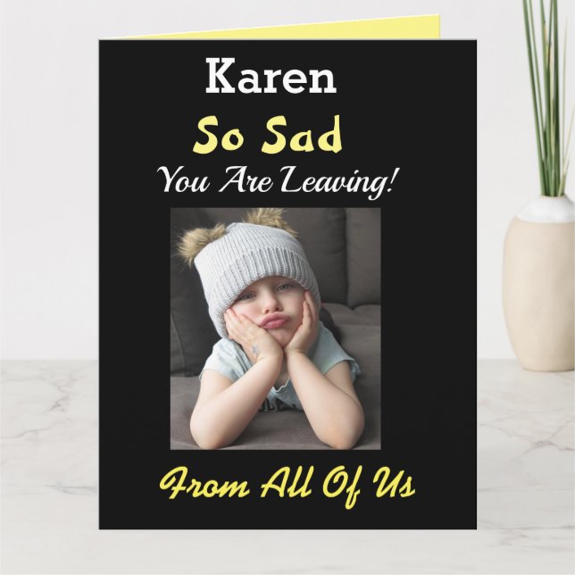 Cartão Tão triste! Grande saída do grupo Funny Girl para  (Frente)