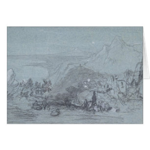 Cartão Taormina, das "vistas de Sicília" (giz & gouache