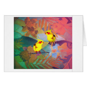 Cartão Tapeçaria de Havaí com pássaros amarelos