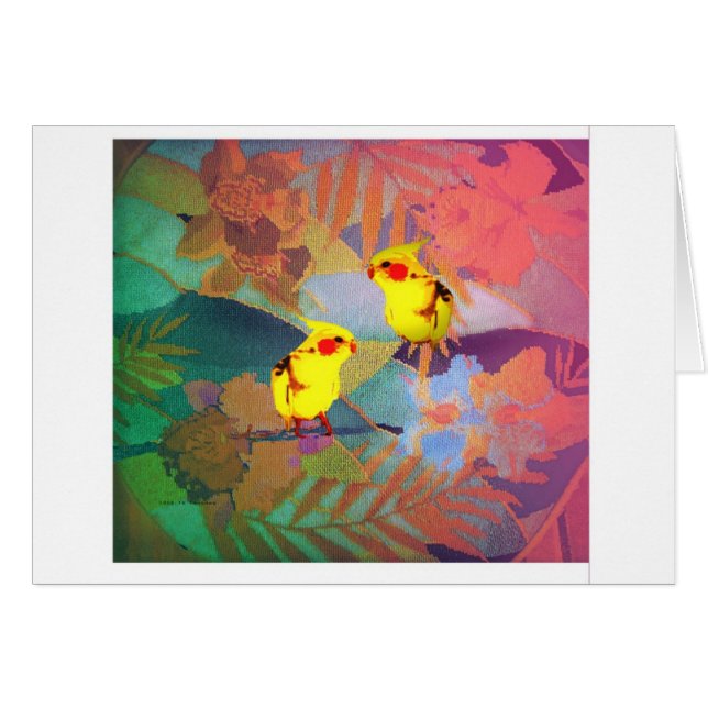 Cartão Tapeçaria de Havaí com pássaros amarelos (Frente horizontal)