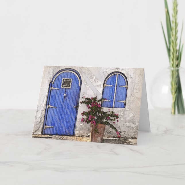 Cartão Tarde Tranquila na Porta Azul (Frente)