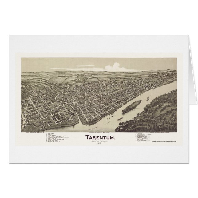 Cartão Tarentum, mapa panorâmico do PA - 1901 (Frente Horizontal)