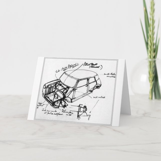 Cartão Tarjeta con esbozo de mini clásico (Frente)