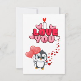 Cartão Tarjeta de amor pinguins love