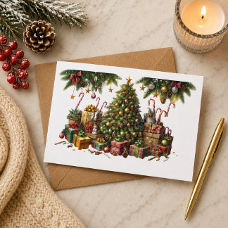 Cartão Tarjeta de Navidad con imagen de árbol de Navidad