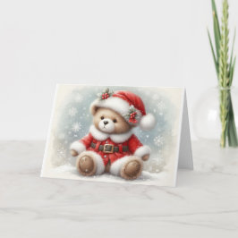 Cartão Tarjeta de Navidad con imagen de osito de Navidad