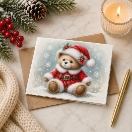 Cartão Tarjeta de Navidad con imagen de osito de Navidad