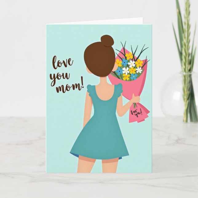 Cartão Tarjeta de Presente Flor Amor Mãe (Frente)