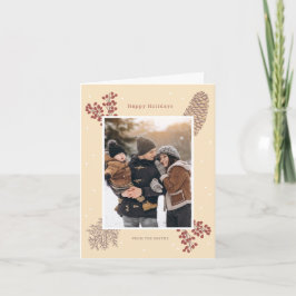 Cartão Tarjeta festiva baya rama navidad invierno vintage