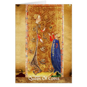 CARTÃO TAROT RENAISSANCE ANTIGO/REI E RAINHA DE MOEDAS