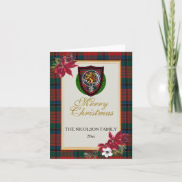 Cartão Tartan e Brasão do Clã Escocês Nicolson