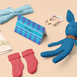 Cartão Tartan Escocês Clássico Vermelho e Azul, personali