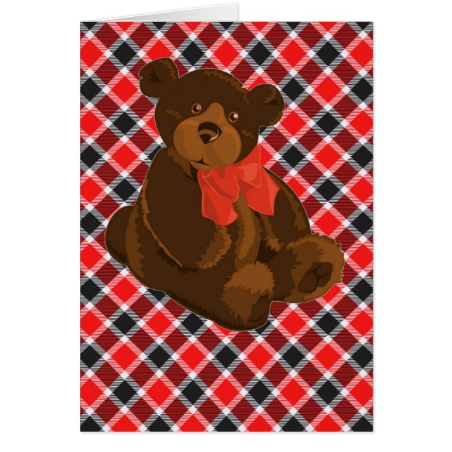 Cartão Tartan Vermelho E Preto (Frente)