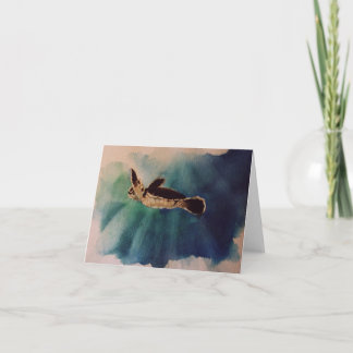 Cartão tartaruga bebê na cor da água superficial