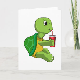 Cartão Tartaruga com caneca com canudo