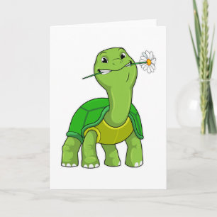 Cartão Tartaruga com Flor Daisy