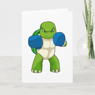 Cartão Tartaruga como Boxeador com Luvas de Boxe