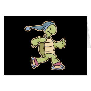 Cartão tartaruga de patinação no gelo