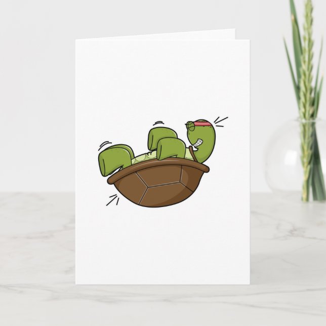 Cartão Tartaruga em Exercício para músculos Abdominais (Frente)