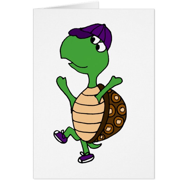 Cartão Tartaruga feliz da dança (Frente)