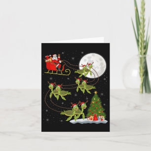 Cartão Tartaruga Marinha Papai Noel Trenó Voador Divertid