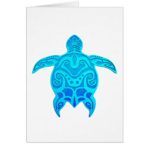 Cartão Tartaruga tribal azul