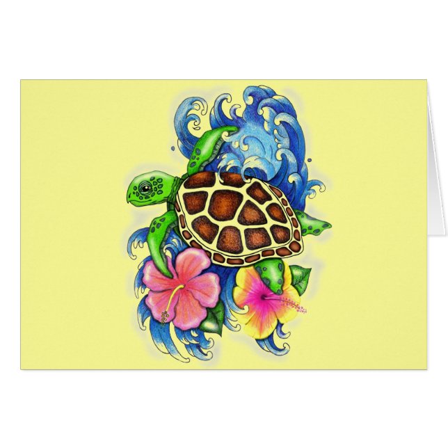 Cartão Tartarugas do mar tropical (Frente Horizontal)