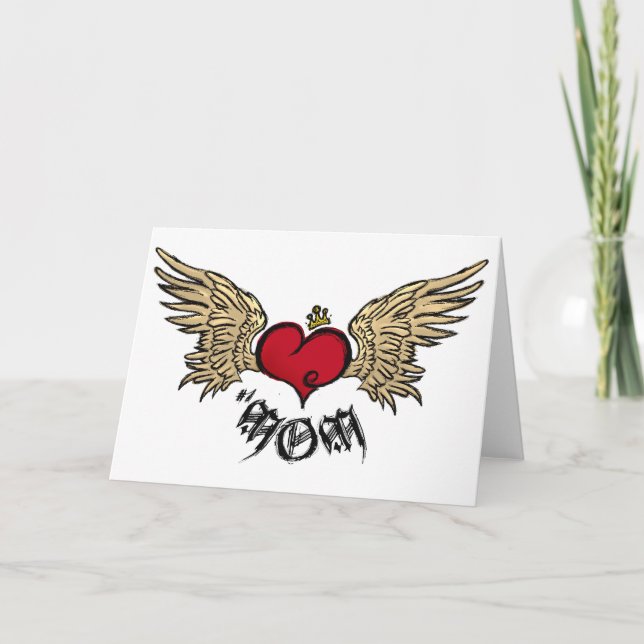 Cartão Tattoo MOM Urban Crowned Heart With Wings (Frente)