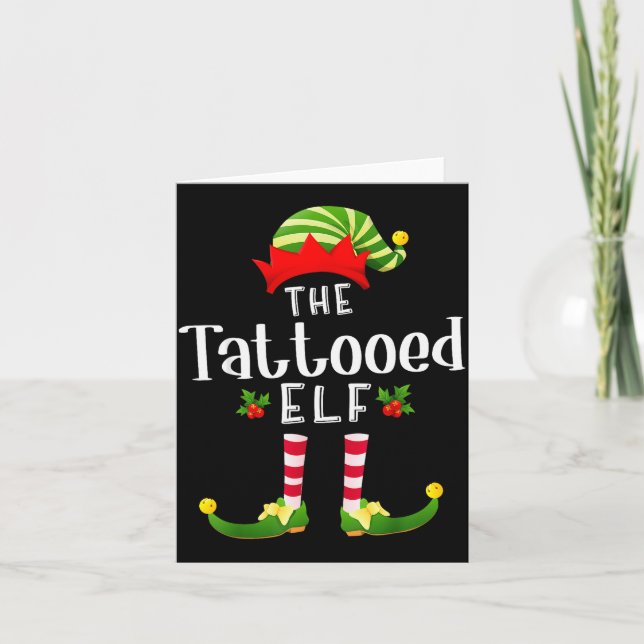 Cartão Tattooed Christmas Elf Matching Pajama X-mas Party (Frente)